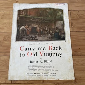 Vintage Sheet Music - Carry Me Back To Old Virginny - 1920 James A Bland - Picture 1 of 8