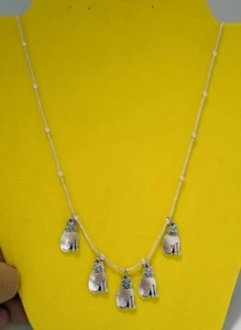 Created by me~(5) Silver Metal Cats on 34" Silver Metal Snake Chain Necklace - Picture 1 of 2