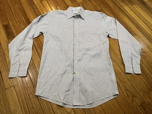 Joseph & Feiss Non Iron White/Blue/ Khaki Striped Dress Shirt Men’s 16 36/37 - Picture 1 of 10
