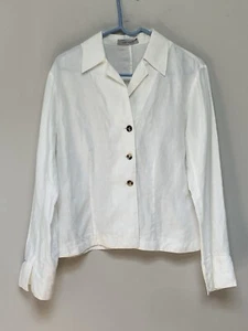 Rene Lezard Womens White Linen Jacket Buttons Size 42 - Picture 1 of 8