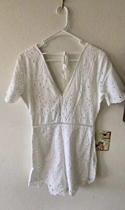 Neu mit Etikett Abercrombie & Fitch Damen-Strampler aus Baumwolle mit Ösen weiß Größe Medium  - Bild 1 von 13