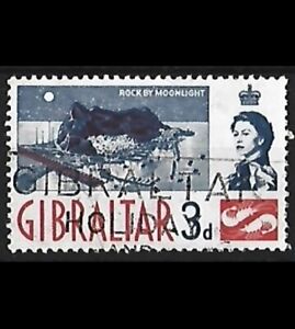 1960 -Gibraltar QEII 3d Rock by Moonlight & Shrimps Motive Used Stamp SG164