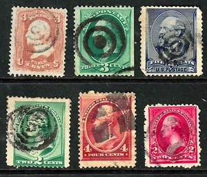 19th C Collection Fancy Cancel Sc #65 #215 3-5 Cent Banknote 1861-83 US 45F12 - Picture 1 of 3