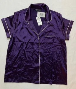 Top INC satinado con muescas solo cuello púrpura L - Imagen 1 de 4