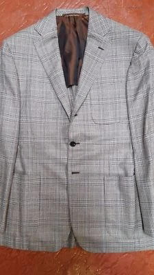 NWT $3000 D'AVENZA ALL HAND MADE EACH BUTTON HOLE FULL CANVAS 40 FLANNEL PLAID - Image 1 of 4