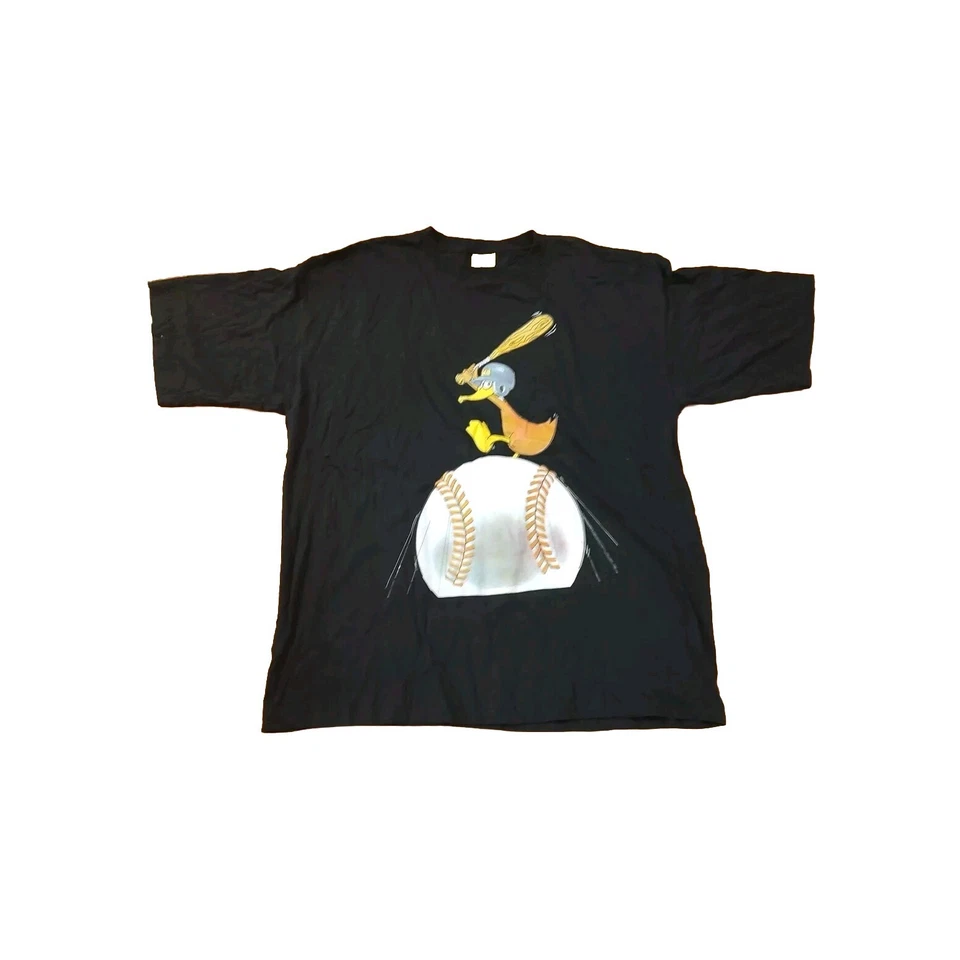 1993 Duck Head Duck Baseball Shirt Mens XL Black Two Sided Print T Shirt  - Image 1 of 4