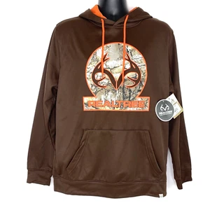 Realtree Colosseum Hoodie Sweatshirt Men's Large Brown Camo Logo Orange Trim - Picture 1 of 13