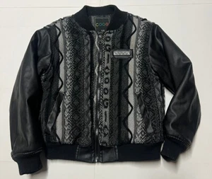 Vintage Y2K Coogi Australia Kids Youth Cable Knit Varsity Jacket Sweater Sz 5/6 - Picture 1 of 6