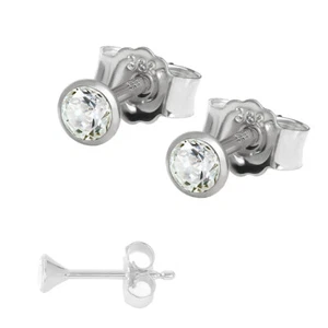 Paar Kleine Ohrstecker 3,0mm Weißgold 333 8 Karat Gold Ohrringe Zirkona Weiß - Bild 1 von 1