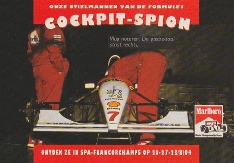 1994 Mika Häkkinen Marlboro McLaren-Peugeot Spa Formula 1 blankback postcard Cover