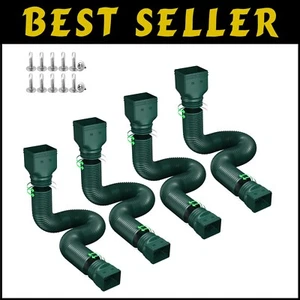 4-Pack Flexible Downspout Extensions for Optimal Rainwater Drainage, Green - Picture 1 of 8