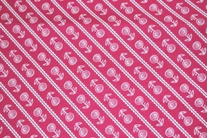 100 % Cotton fabric ~ Shocking pink with white flowers, diagonal pattern ~ BTY - Picture 1 of 2