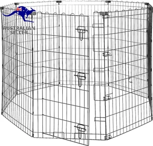 Foldable Metal Pet Dog Exercise Fence Pen with Door Gate - 152 X 152 X 76 Centim - Picture 1 of 11