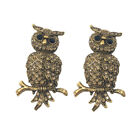  2PCS Brown Crystal Owl Brooch Pin Rhinestone Animal Design Breastpin Jewelry