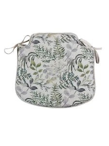 Green & Grey Floral Small Spindle Back Tie-On Seat Pad. Garden/Kitchen/Dining - Picture 1 of 5