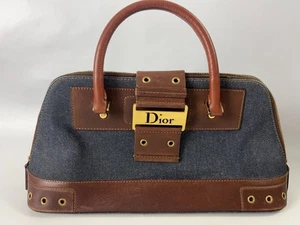 Borsa Christian Dior Street Chic Uptown in denim e pelle con manico superiore - Foto 1 di 11