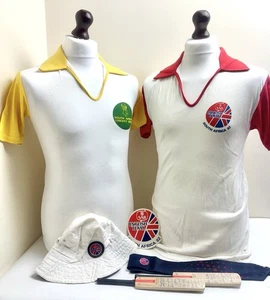 VINTAGE ENGLAND REBEL TOUR 1982 ODi MATCH WORN SHIRT v SOUTH AFRICA + SIGNED BAT - Picture 1 of 7