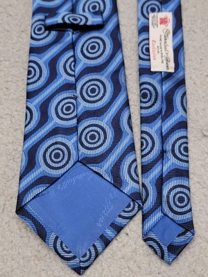 Corbata Turnbull Asser para hombre azul marino seda hecha a mano Inglaterra tejida geométrica Foto 1 de 4