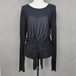 Moderner Citizen Pullover Damen XL schwarz Wickel Bindegürtel Langarm Oberteil Bluse - Bild 1 von 20