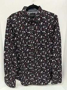 Denim And Flower Ricky Singh Herren Floral Shirt Schwarz, Rot & Weiß Langarm L - Bild 1 von 15