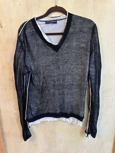 DOLCHE & GABBANA 100% CANAPA/MODAL UNISEX SWEATER BLACK /WHITE SIZE M ITALY - Picture 1 of 24