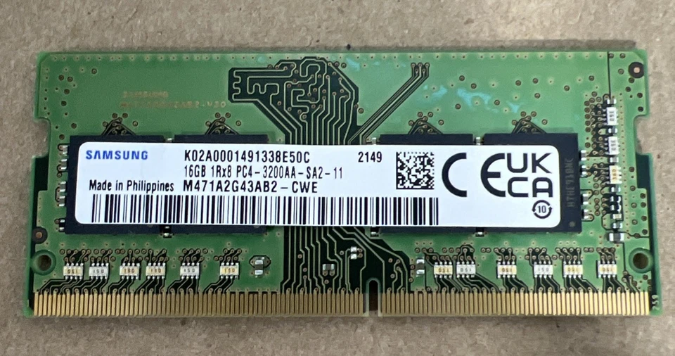 Samsung 16GB DDR4 SO-DIMM Laptop Memory RAM PC4-3200AA M471A2G43AB2-CWE - Image 1 of 1