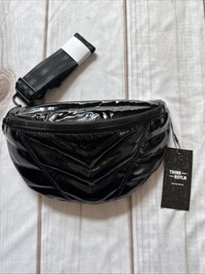 THINK ROYLN borsa da passerella trapuntata nera imbottita tracolla marsupio cintura nuova con etichette - Foto 1 di 8