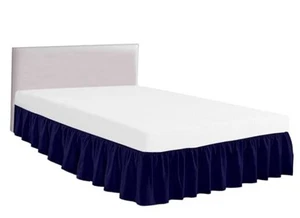 Queen Size Ruffled Bed Skirt with Split Corners Queen- 15" Drop Navy Blue - Picture 1 of 5