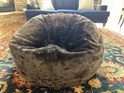 Pottery Barn Teen Brown Luxe Fur Bean Bag Slipcover Large - Image 1 of 2