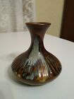 Pottery Craft Art Stoneware Vase Hand Crafted Compton CA Brown Blue Glaze 5"