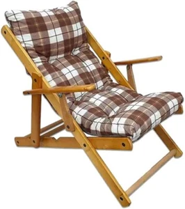 POLTRONA RELAX RECLINABILE SEDIA SDRAIO PIEGHEVOLE IMBOTTITA IN LEGNO HARMONY - Foto 1 di 2