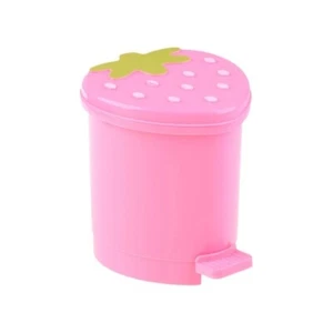 Mini Strawberry Desk Trash Can Cute Desktop Waste Bin with Lid for Office, Home - Picture 1 of 16