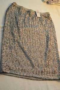 NWT J. Jill Sterling Gray Sequin Glitter Elastic Waist Straight Skirt Sz SM - Picture 1 of 6