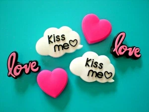 6 Love Kiss Heart Plug Button Shoe Charm Accessories Compatible W/Crocs - Picture 1 of 6