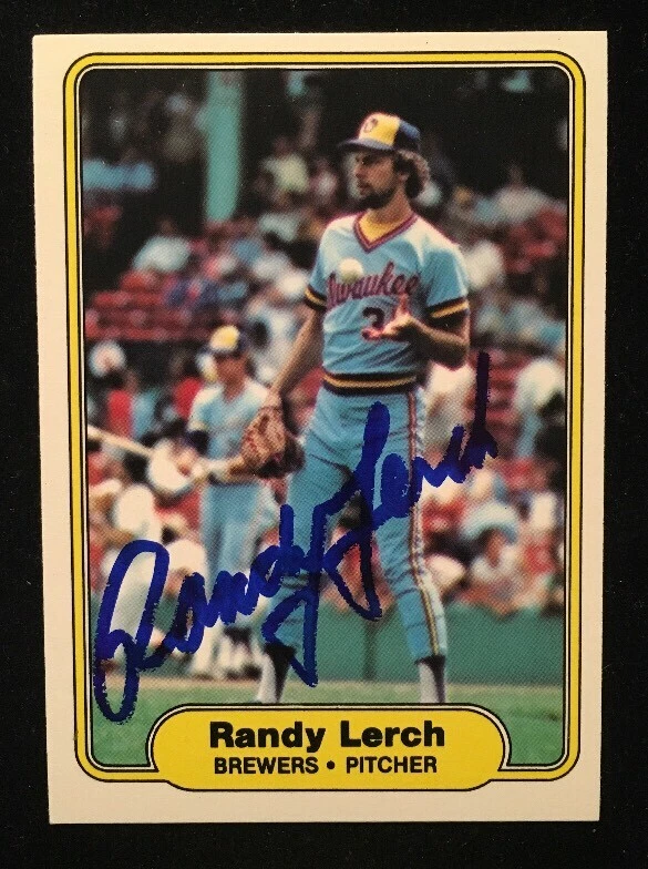 RANDY LERCH 1982 FLEER AUTOGRAPHED SIGNED AUTO BASEBALL CARD 147 BREWERS - Image 1 of 1