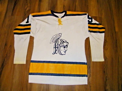 VINTAGE GAME USED MINOR LEAGUE DURENE DUREEN TIE NECK HOCKEY JERSEY VERY UNIQUE - Image 1 of 4