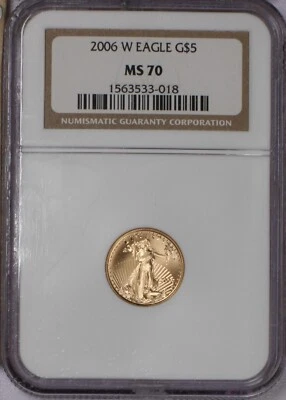 2006-W Gold Eagle 1/10 oz. $5 NGC MS70. Free shipping. - Image 1 of 4