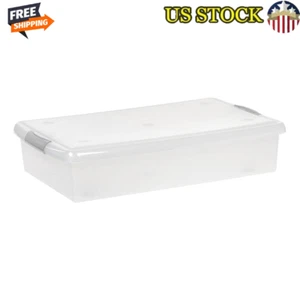 40qt Under Bed Storage Bins Clear Plastic W/ Lids Stackable Versatile Organizer - Picture 1 of 7