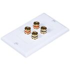 Banana Jack Binding Post Wall Plate For 2 Speakers Audio Sound Gold Plated White