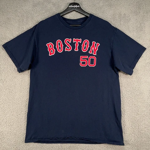 Boston Red Sox Shirt Mens Large Blue #50 Mookie Betts Short Sleeve Majestic Tee Cover