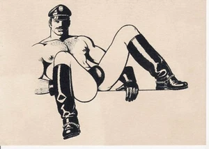 Tom of Finland Leather Homoerotic Male Drawing Gay Nude Portrait Muscle Leather - Picture 1 of 1