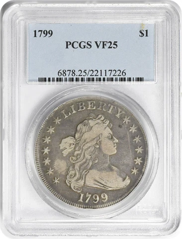 1799 Bust Silver Dollar VF25 PCGS Cover