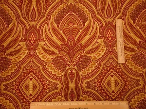 Bürgerkrieg Reproduktion Stoff Meterware Lg Gold Rot Paisley Blumen Premium Baumwolle - Bild 1 von 2