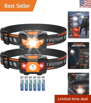 Rechargeable Headlamps: 4 Modes, Lightweight with Adjustable Focus, 2 Count - Image 1 of 4