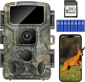 4K 64MP Fotocamera Caccia Wifi Con Scheda SD Da 64 GB, IP67 Impermeabile Fototra - Foto 1 di 12