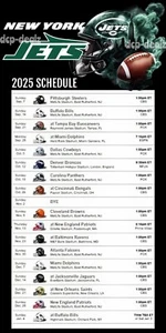 NEW YORK JETS 2025 NFL Football Schedule FRIDGE MAGNET 4" x 8" - Picture 1 of 1