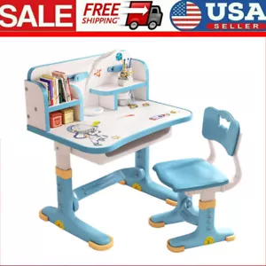 Height Adjustable Kids Study Desk Chair Set Study Table with Drawer Chair Set - Picture 1 of 12