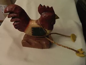 CUTE JAMES HADDON WOODEN ROOSTER SHELF SITTER W/ROPE LEGS - Picture 1 of 7