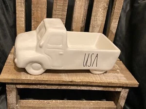 RAE DUNN CERAMIC " USA " TRUCK WHITE-IVORY W/ BLACK LETTERING NEW 2020 - Picture 1 of 5