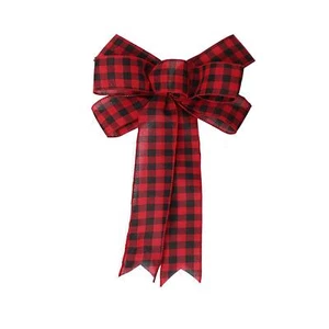Red Black Plaid Christmas Bowchristmas Tree Topper Bowchristmas Bowknot Ornament - Picture 1 of 4